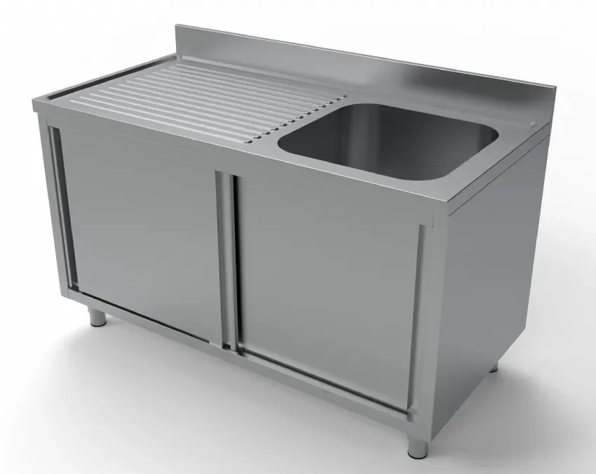 Nouveauté Plonge avec portes coulissantes 1 évier à droite + égoutoir longueur 1400mm