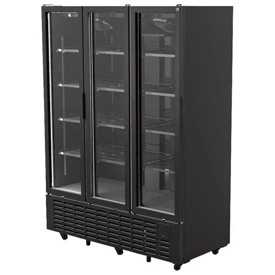 Remise Vitrine réfrigérée murale noire 3 portes vitrées température +1/+9°c