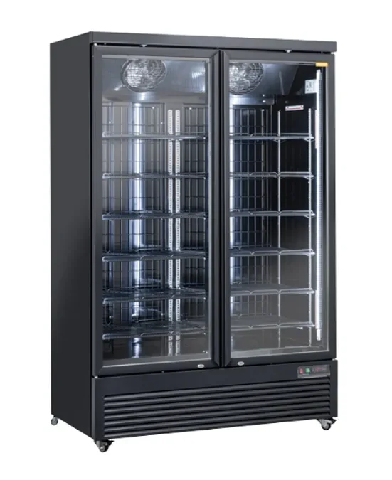 Congélateur vertical noir 2 portes vitrées 1080l Meilleure Vente