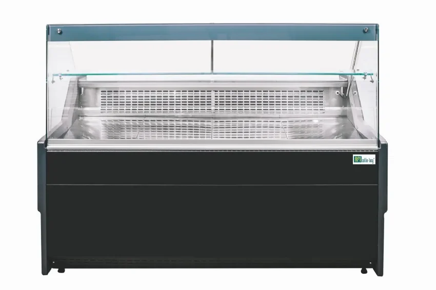 Comptoir d'exposition noir vitrage droit froid ventilé température +2/+5°c - 1590x900x1230mm Soldes