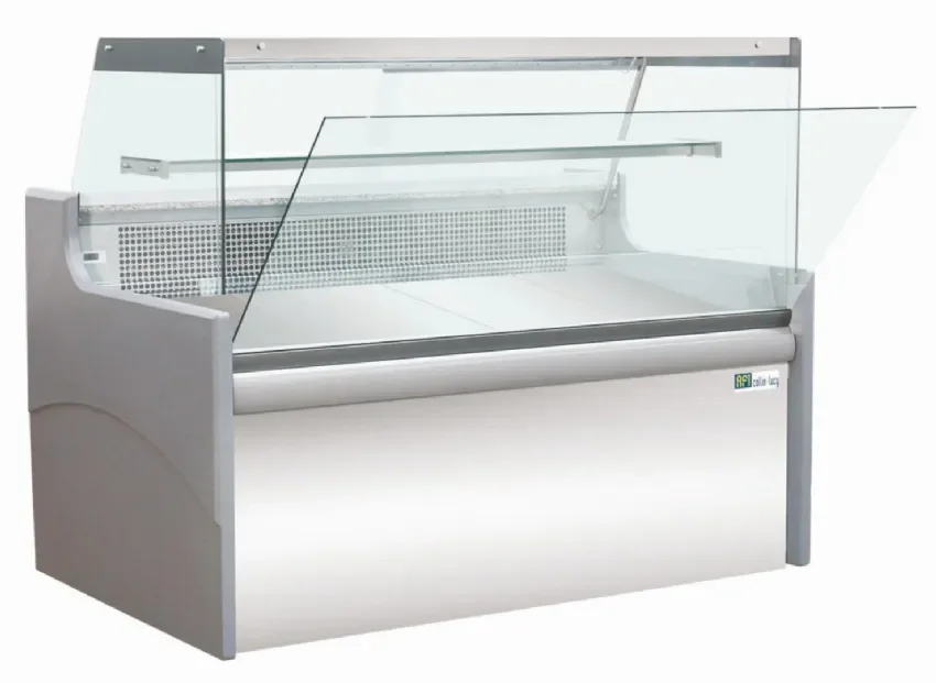 Seulement Aujourd’hui Comptoir d'exposition gris vitrage droit froid ventilé température +2/+5°c - 1590x900x1230mm