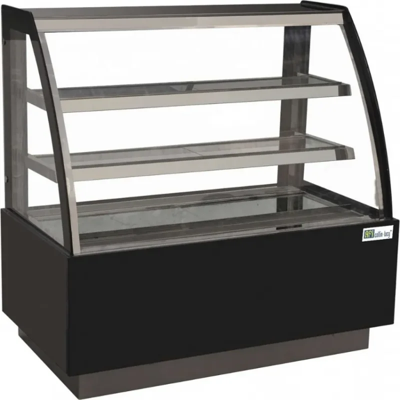 Vitrine pâtisseries noire vitrage bombé 2 étagères température +2/+8°c - 235l Vente Flash