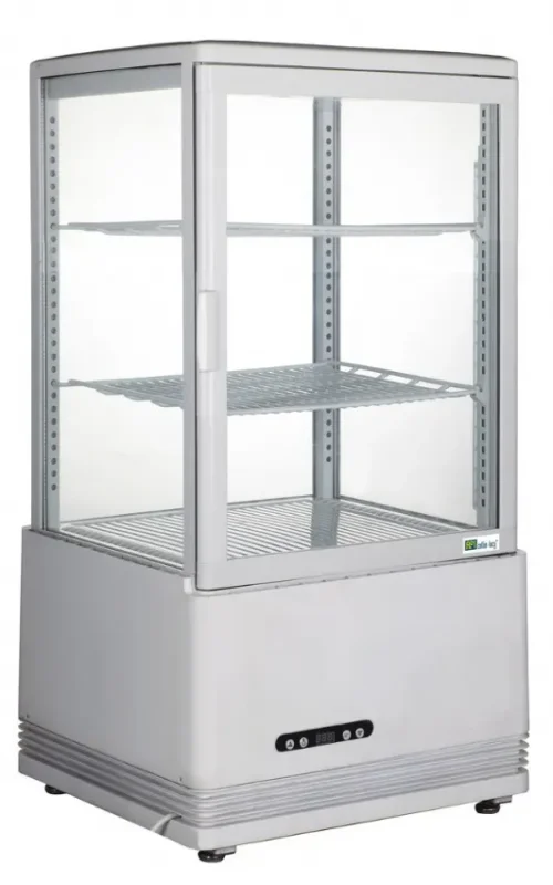 Vitrine à poser blanche 4 faces vitrées température 0/+12°c - 58 l Satisfait Ou Remboursé