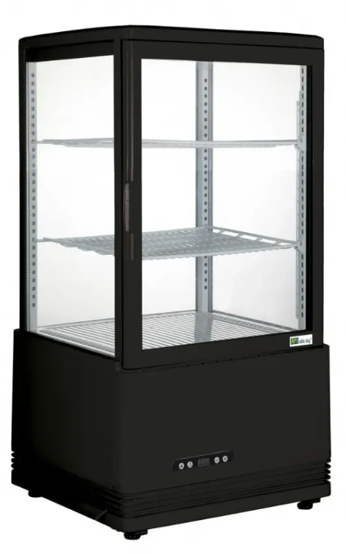 Satisfait Ou Remboursé Vitrine réfrigérée à poser noire 4 faces vitrées température 0/+12°c et capacité 58 l