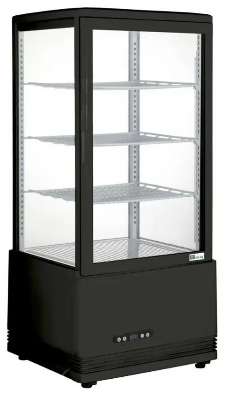 Vitrine réfrigérée à poser noire 4 faces vitrées température 0/+12°c - 78 l Offre Limitée