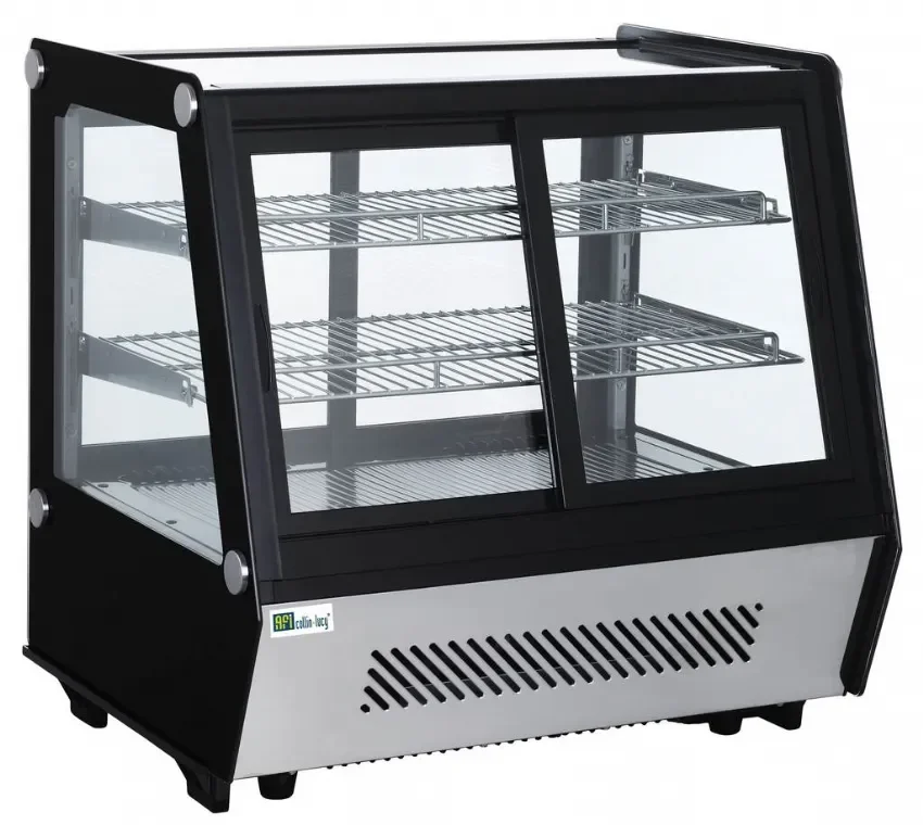 Nouvelle Collection Vitrine réfrigérée à poser noire double vitrage 4 portes coulissantes température 0/+12°c et capacité 125 l