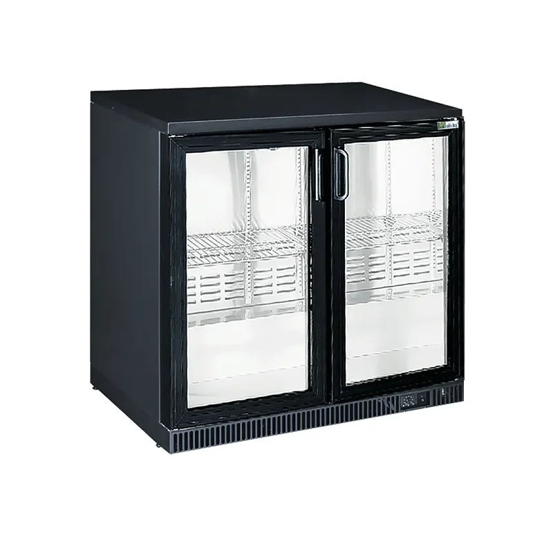Retour Gratuit Arrière-bar réfrigéré noir 2 portes vitrées battantes température +2/+8°c - 227 l