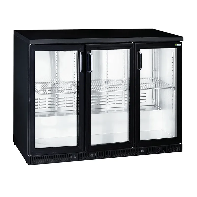 Super Prix Arrière-bar réfrigéré noir 3 portes vitrées battantes température +2/+8 °c - 341 l