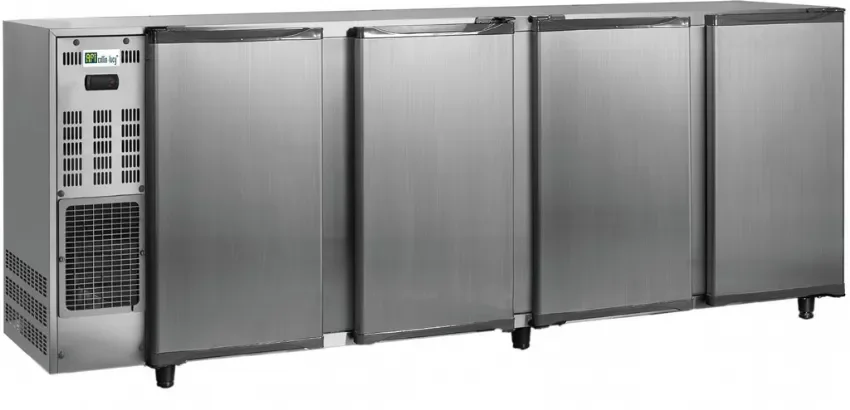 Arrière-bar réfrigéré inox 4 portes pleines battantes température +2/+8 °c - 521 l Soldes