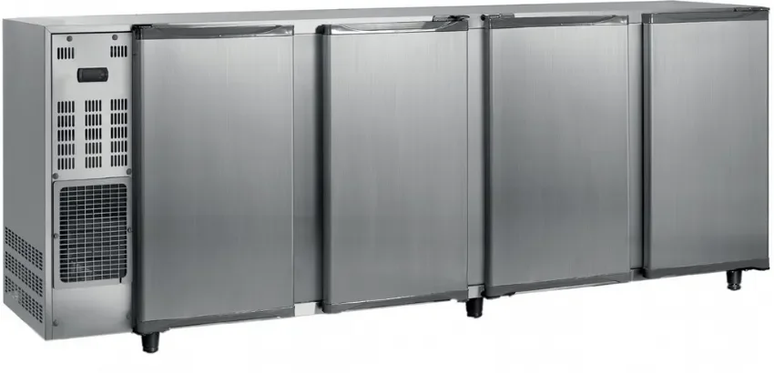 Bon Marché Arrière-bar réfrigéré inox 4 portes pleines battantes température +2/+8 °c