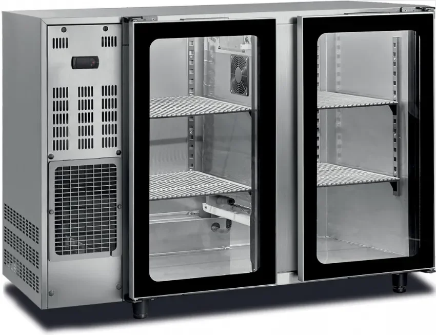Arrière-bar réfrigéré inox 2 portes vitrées battantes température +2/+8 °c Prix Choc