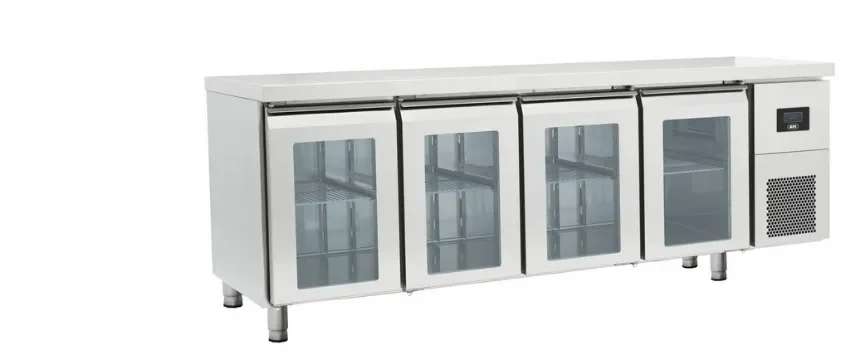 Bon Marché Table réfrigérée positive gn 1/1 4 portes vitrées température -2/+8°c