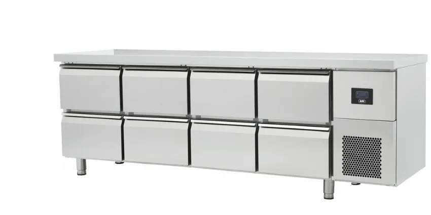 Solde Table réfrigérée positive gn 1/1 sans dosseret avec 8 tiroirs température -2/+8°c