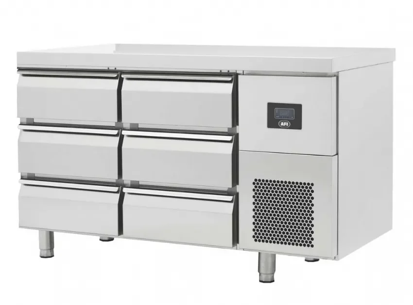 Promotion Table réfrigérée négative gn 1/1 profondeur 700 sans dosseret avec 6 tiroirs