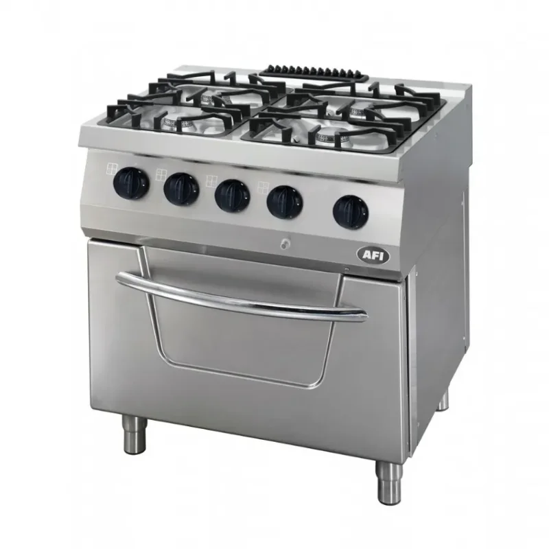 Fourneau gaz sur four gaz gn 2/1 gamme 700 - 4 feux - 800x700x850mm Prix Réduit