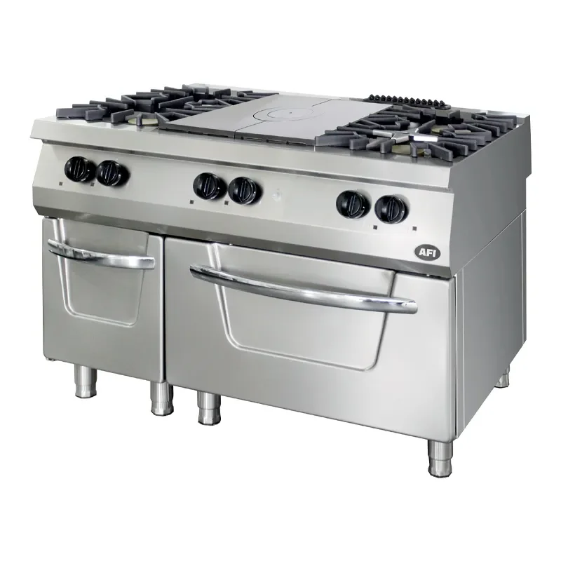 Fourneau gaz 4 brûleurs avec plaque coup de feu sur four gaz - 1200x700x849 mm Quantité Limitée