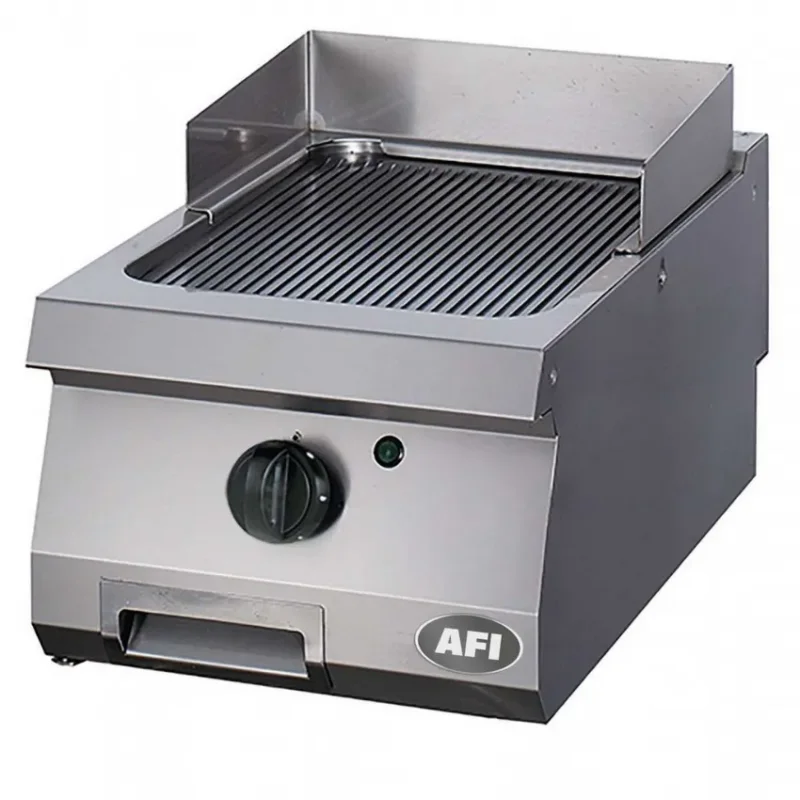 Offre Exclusive Plaque à snacker électrique plaque simple nervurée chromée - 4,5 kw triphasée