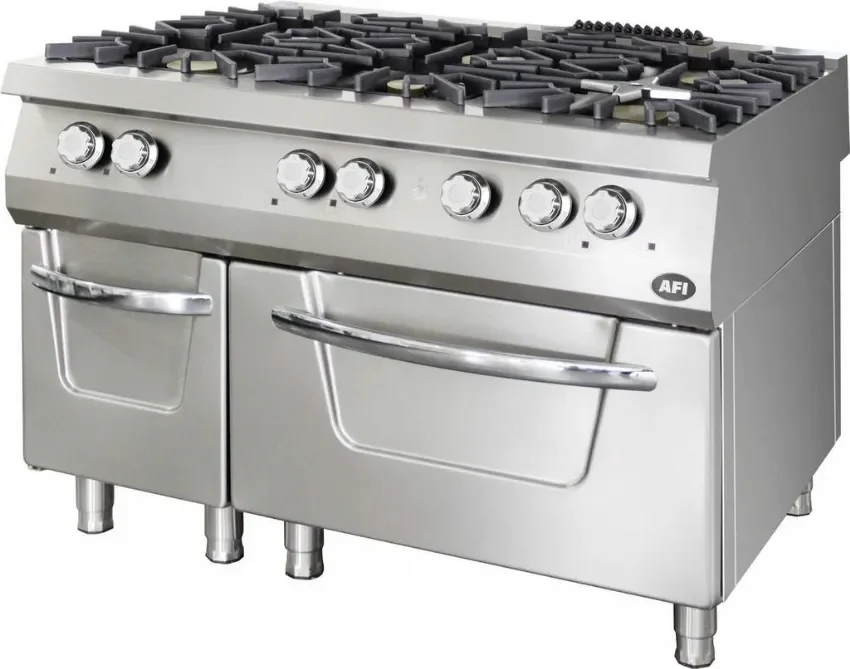 Fourneau gaz sur four gaz - 6 feux - 1200x900x850 mm Nouveauté
