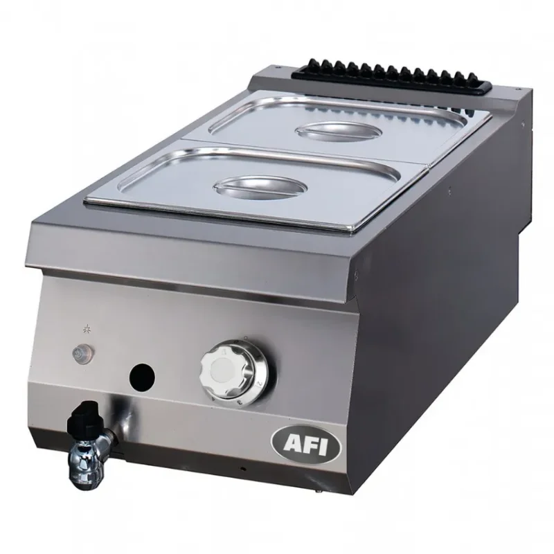 Pas Cher Bain-marie gaz gamme 900 avec 2 cuves gn 2/3 température jusqu’à 90 °c puissance 2 kw