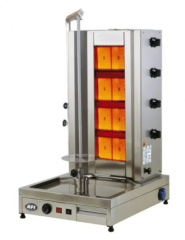 Machine à kebab shoarma gaz capacité 90 kg et 2 zones de chauffe - puissance 13 kw Commande En Gros
