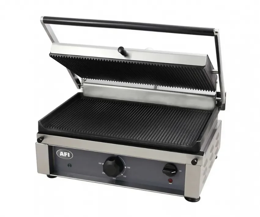 Grill panini électrique plaque simple rainurée puissance 2,5 kw surface 270x350mm Seulement Aujourd’hui