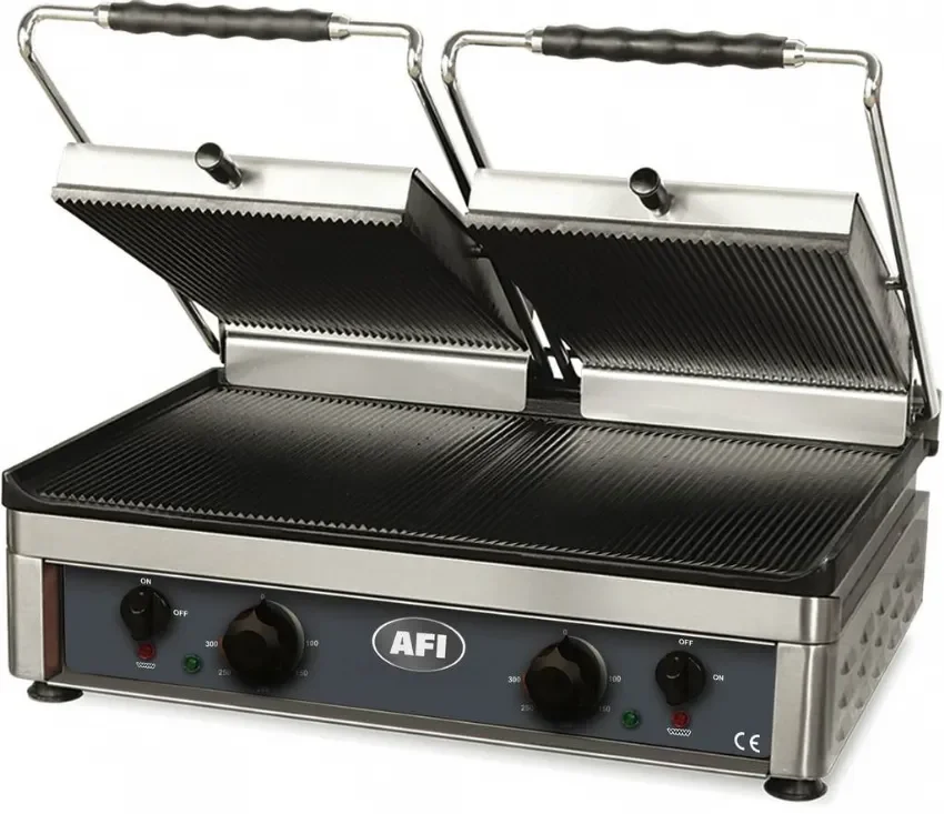 Grill paninis électrique plaques double rainurées avec surface 600x400 puissance 6 kw Livraison Gratuite