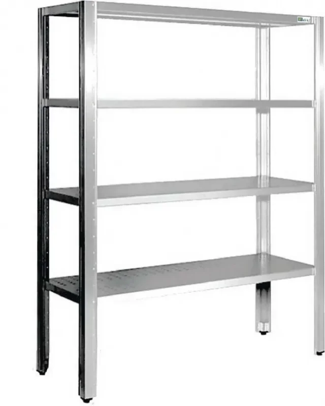 Jusqu’à Épuisement Des Stocks Étagère inox tablettes perforées à poser au sol avec 4 niveaux prof 500 long 1600