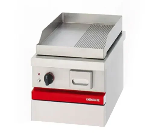 Produit De Marque Gril en chrome 1/2 lisse 1/2 nervuré électrique à poser 400x650x300 mm