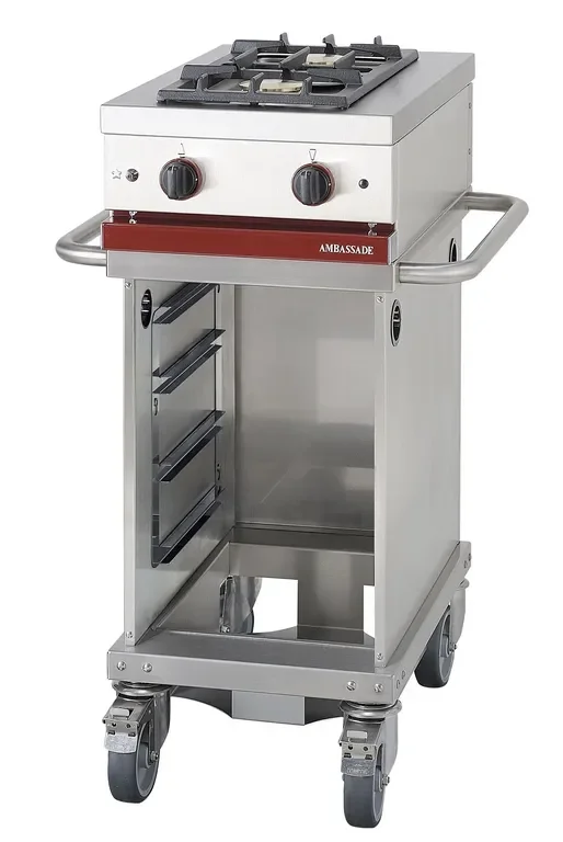 Meilleure Vente Fourneau à gaz 2 feux vifs sur chariot - 600x650x950 mm