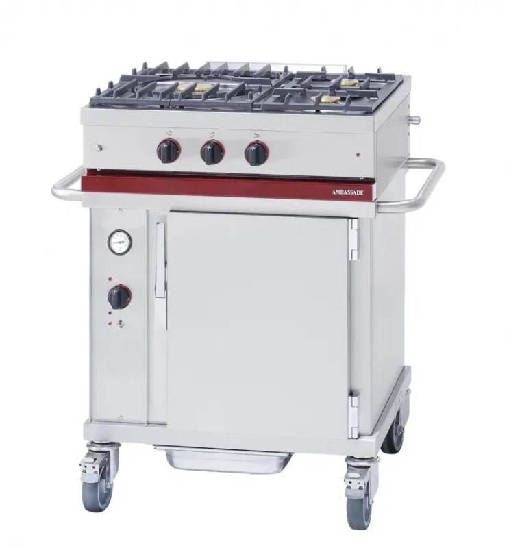 Offre Du Jour Fourneau à gaz 3 feux vifs sur four à convection électrique sur roulette