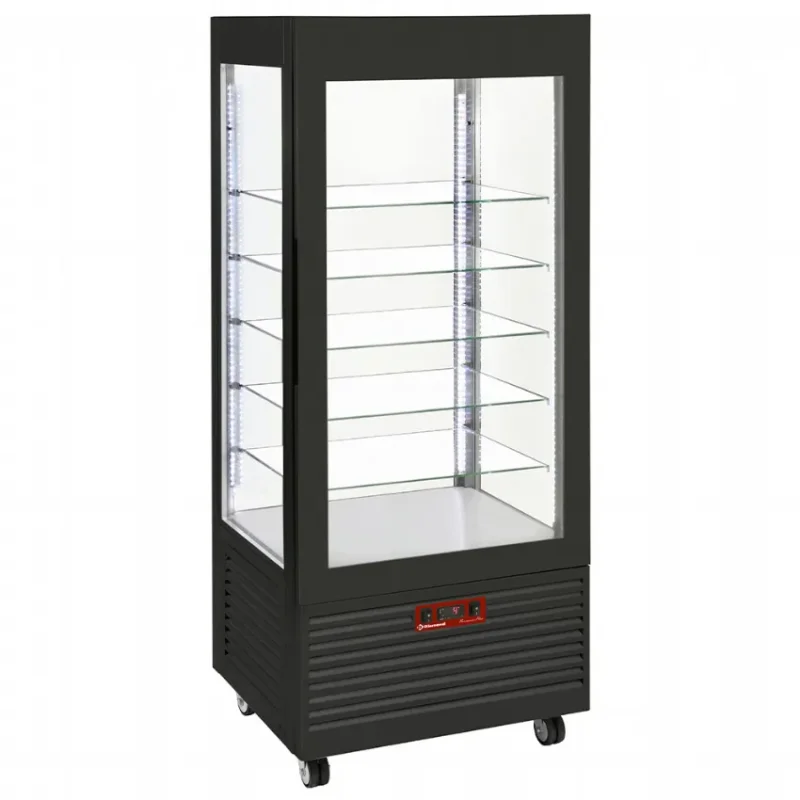 Prix Bas Vitrine réfrigérée négative 4 faces vitrée noire ventilée 480 l
