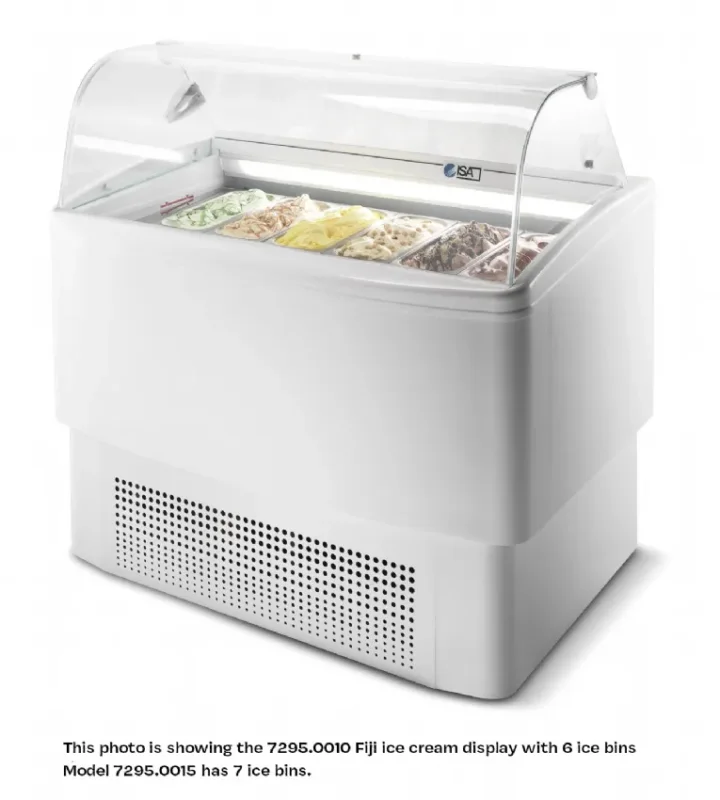 Soldes Vitrine réfrigérée mobile pour crème glacée 7 bacs de 5 l à vitre courbe - marque isa italie