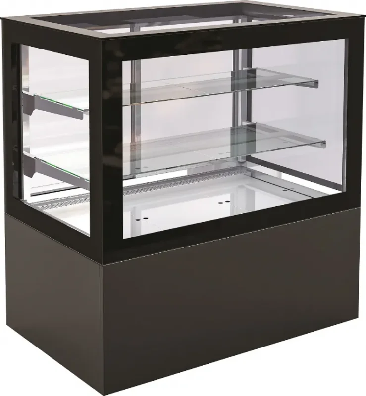 Satisfait Ou Remboursé Comptoir vitrée réfrigérée noir avec ouverture arrière par porte coulissante 450 l
