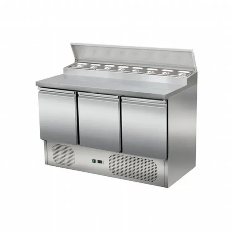 Saladette professionnelle 3 portes positive avec emplacement pour gn 1/6 x8 Meilleure Vente