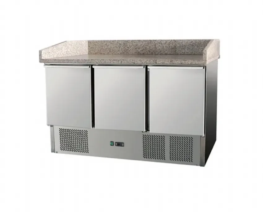 Prix Réduit Table a pizza statique 3 portes 368 l avec plan de travail en granite