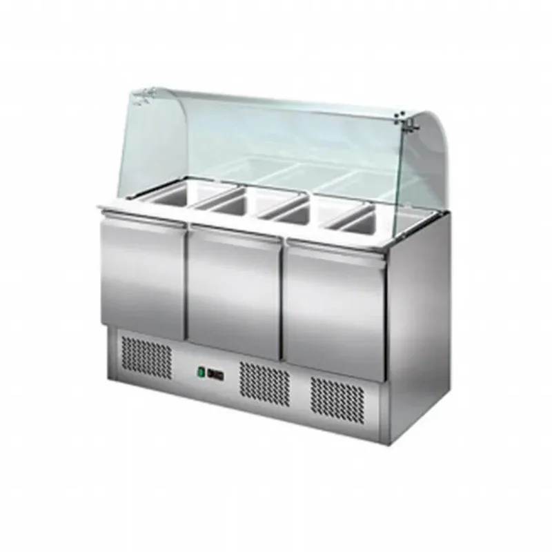 Saladette professionnel 3 portes 368 l avec vitre bombé statique Dernière Chance
