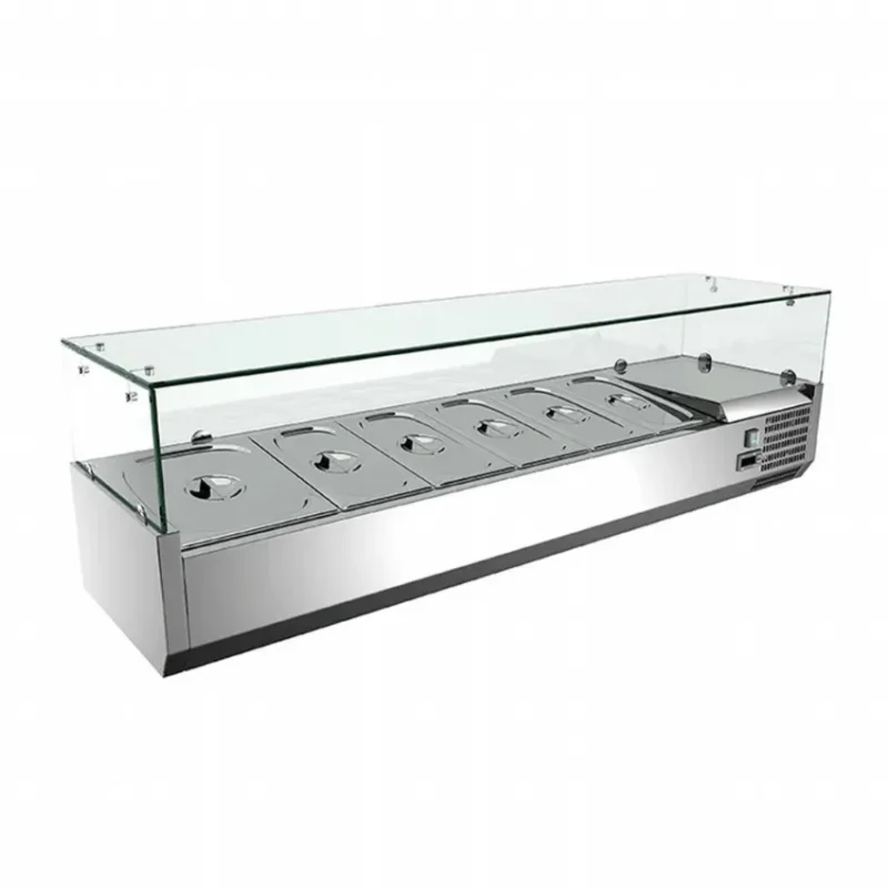 Remise Saladette a ingrédients a poser gn 1/4 x7 1500x335x435 - bac non inclus