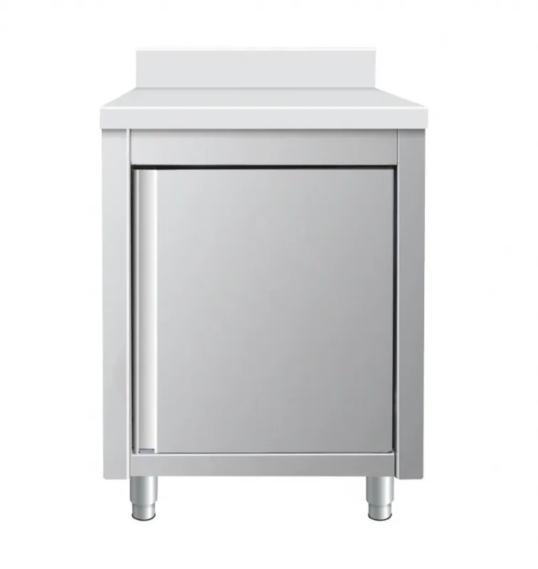 Meuble bas en inox portes battante avec dosseret 600x600x850+100mm Soldes