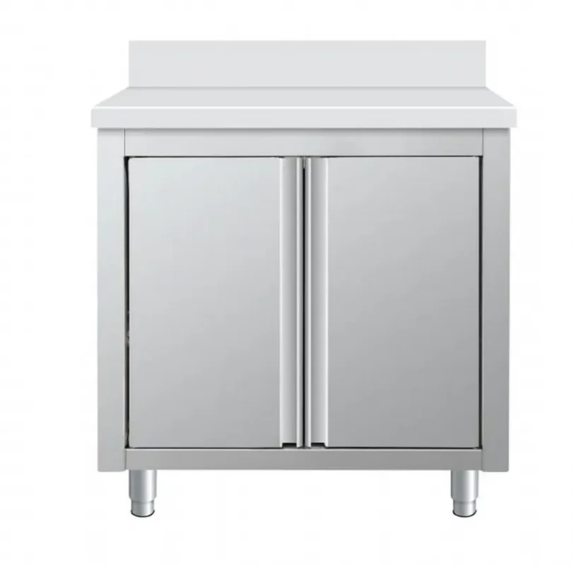Meuble bas en inox portes battante avec dosseret 800x700x850+100mm Expédié Aujourd’hui