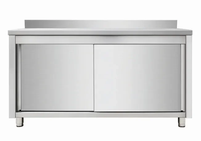 Meilleur Choix Meuble bas en inox portes coulissante avec dosseret 1600x600x850+100mm