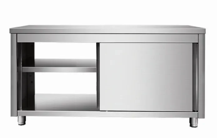 Meuble bas en inox avec porte traversante 2000x700x850mm Populaire