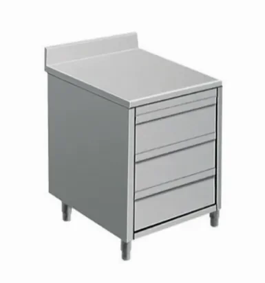 Livraison Express Meuble bas en inox avec dosseret 3 tiroirs 500x600x850mm