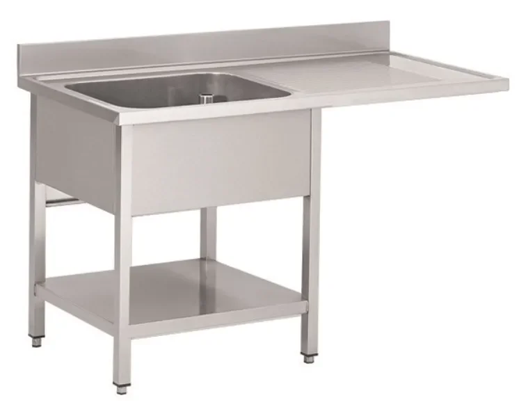 Plonge professionnel en inox avec passage lave vaisselle a droite 1400x700x850+100mm Prix Bas