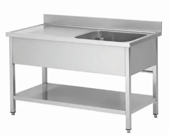 Plonge professionnel avec bac a droite 1200x700x850+100mm Populaire