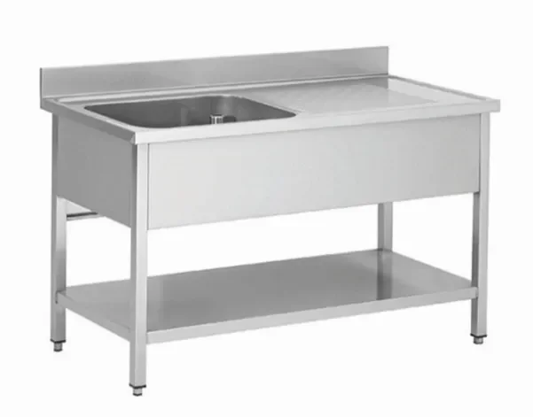Plonge professionnel avec bac a gauche 1400x700x850+100mm Retour Gratuit