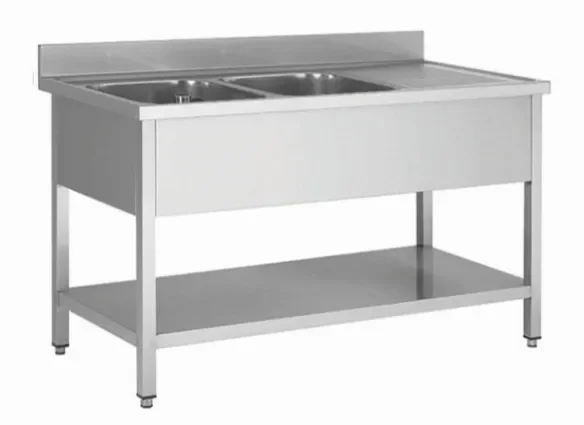 Plonge professionnel avec 2 bacs a gauche 1800x700x850+100mm Promotion