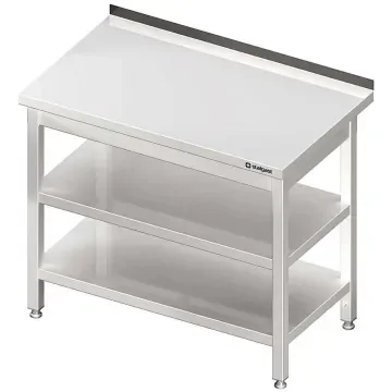 Table de travail inox adossée avec deux étagères 900x800x900 à monter Vente Directe