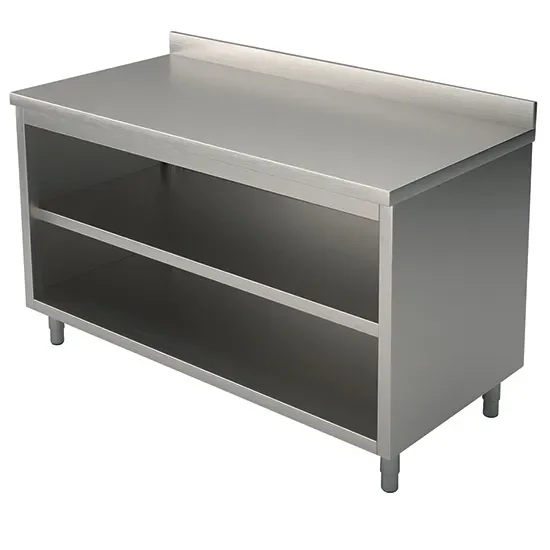 Meuble bas inox sans portes adossée avec étagères 800x700x900 Super Prix