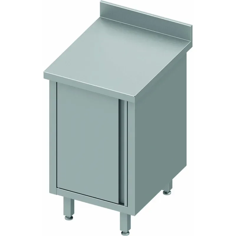 Dernière Chance Meuble bas table de travail inox adossée avec portes battantes 500x700x900