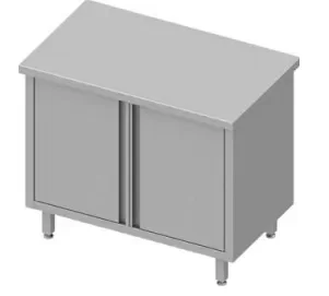 Bon Plan Meuble bas traversant inox centrale avec portes battantes 1300x600x900